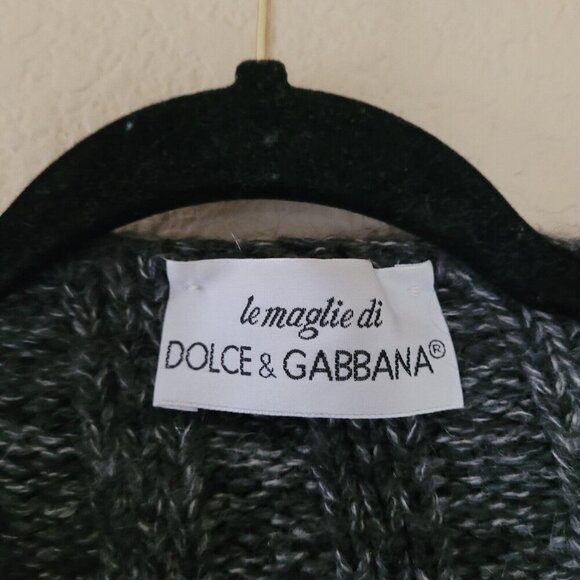 Dolce & Gabbana Chunky Knit Sweater Cardigan Xl Ribbed Italy Alpaca Wool Mohair - Picture 3 of 8